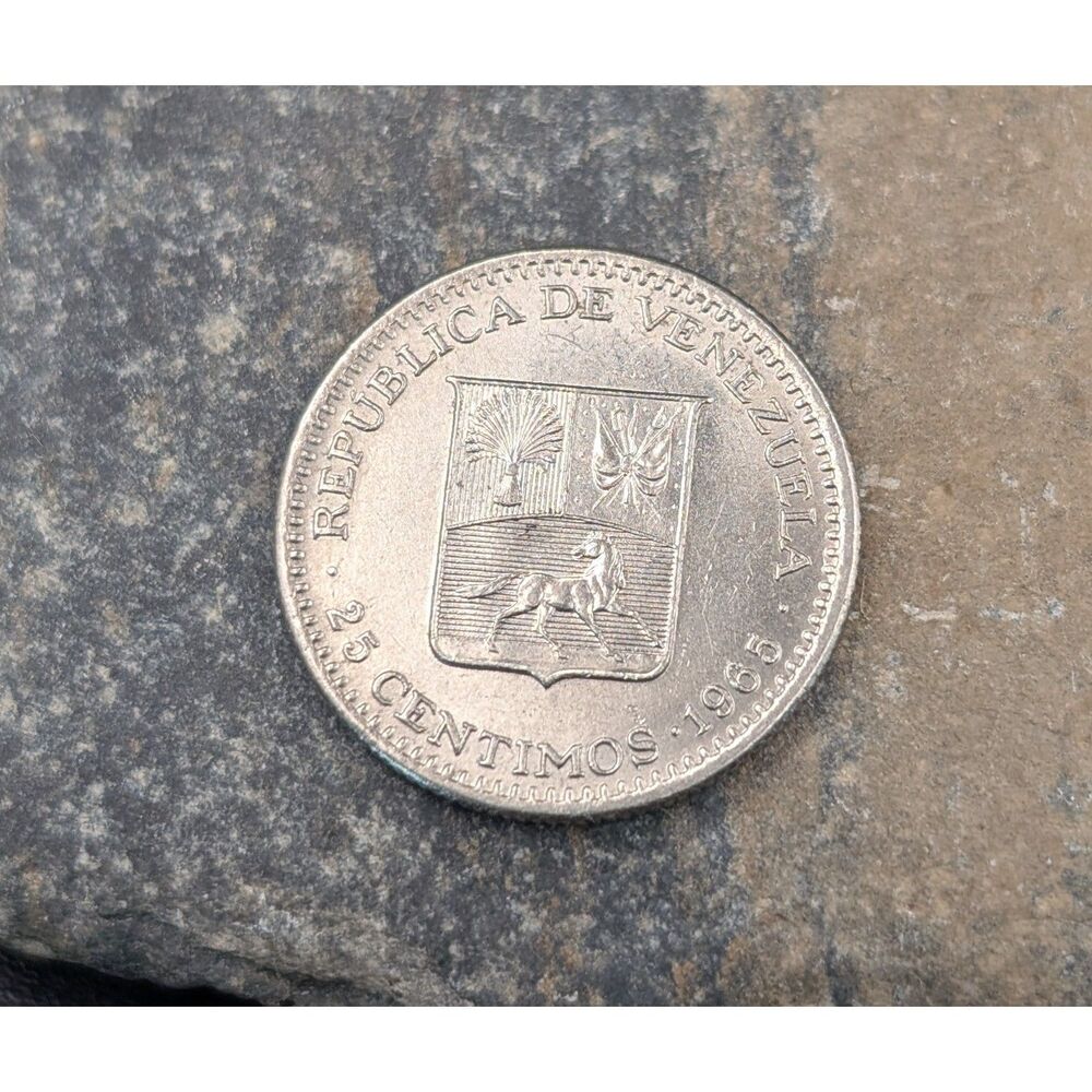 1965 Venezuela 25 Centimos Coin Vintage World Coin Republica De Venezuela